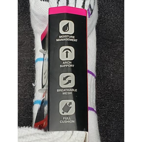 FILA Sport QWICK-DRY 3 Pack No Show Socks Shoe Size 4-10 White w. Stripes | BNWT - Picture 2 of 5